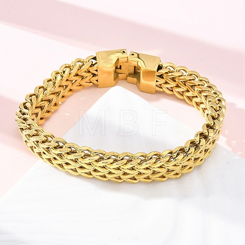 304 Stainless Steel Wheat Chain Bracelets for Women Men BJEW-R018-12G-1