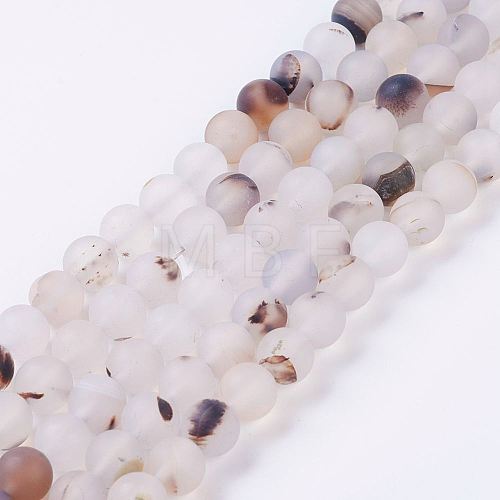 Natural Dendritic Agate Beads Strands G-J376-07-8mm-1