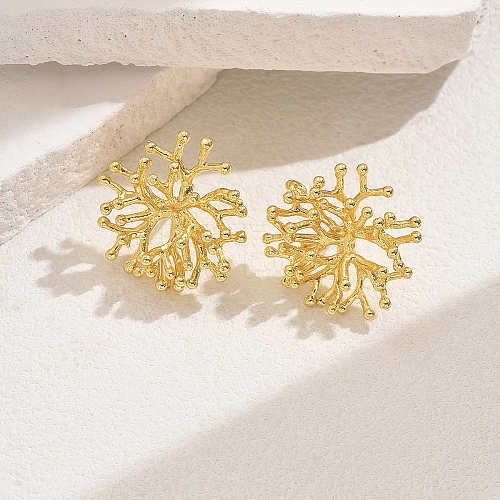 Brass Exquisite 3D Snowflake Stud Earrings for Women OC2306-2-1