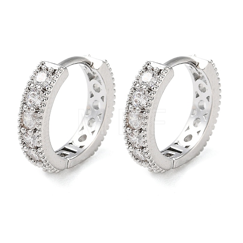 Brass Micro Pave Clear Cubic Zirconia Hoop Earrings EJEW-S234-05P-1