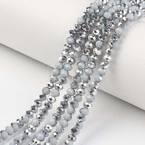 Electroplate Opaque Glass Beads Strands EGLA-A034-P4mm-M09-1
