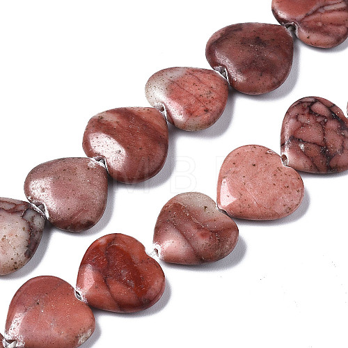 Natural Red Picture Jasper Beads Strands X-G-N0326-66-1