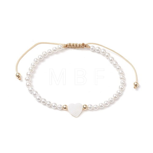 Shell Pearl Braided Bead Bracelets BJEW-JB11479-03-1