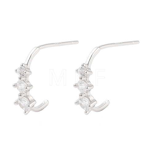 925 Sterling Silver Micro Pave Clear Cubic Zirconia Stud Earrings for Women EJEW-F342-02P-1