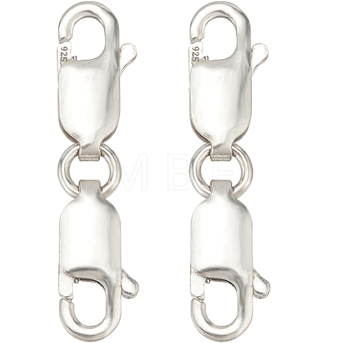 2Pcs 925 Sterling Silver Double Lobster Claw Clasps STER-SC0001-21S-1