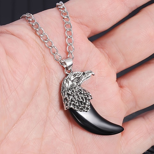 Eagle Head with Moon Pendant Necklaces for Men OI3147-1