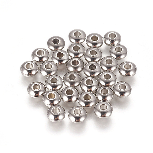 Tarnish Resistant 304 Stainless Steel Smooth Rondelle Beads X-STAS-M006-03-1