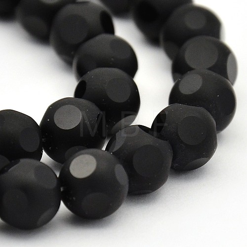 Frosted Glass Round Bead Strands X-GLAA-L002-01-10mm-1