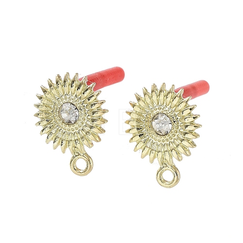 Rack Plating Golden Alloy with Rhinestone Stud Earring Findings EJEW-B036-02G-01-1