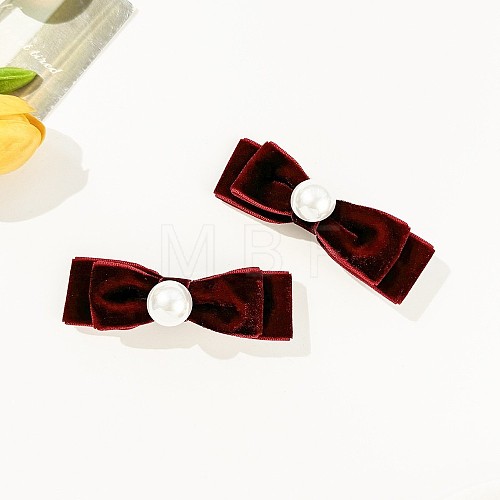 Bowknot Plush Alligator Hair Clips PW-WG0693F-02-1