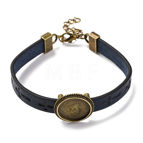 Hollow Cross PU Leather Bracelet Making MAK-I020-01D-1