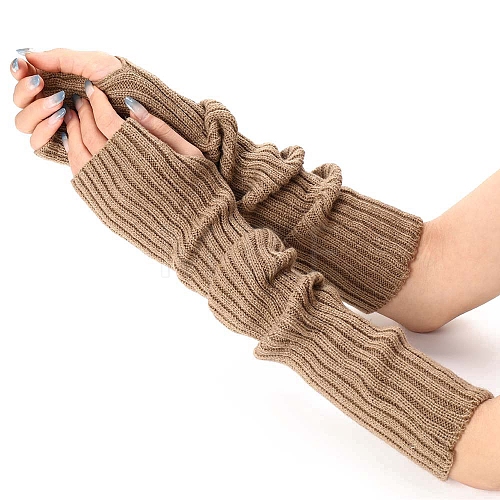 Acrylic Fibers Knitting Long Fingerless Gloves PW-WG9BE2E-11-1