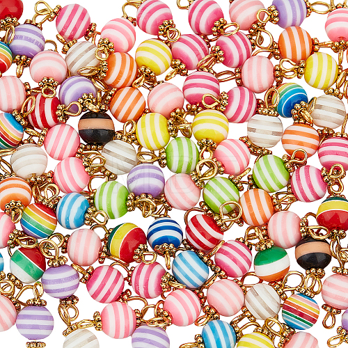 100Pcs Stripe Resin Connector Charms FIND-DC0002-40-1