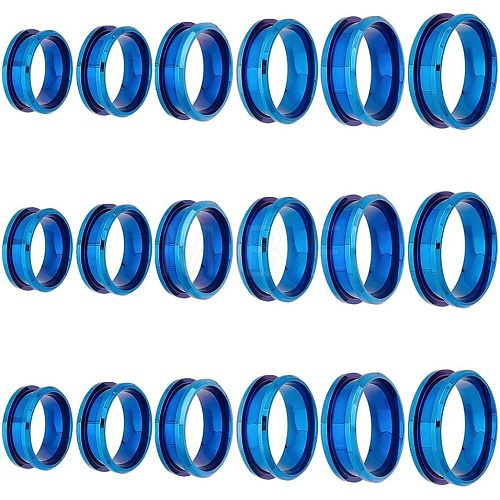 Unicraftale 18pcs 6 Size 201 Stainless Steel Grooved Finger Ring Settings DIY-UN0003-59-1