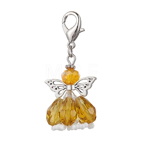 Angel Glass Beaded & Alloy Pendant Decorations HJEW-MZ00189-01-1