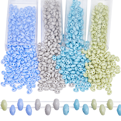 776Pcs 4 Colors 2-Hole Seed Beads SEED-CN0001-19B-1