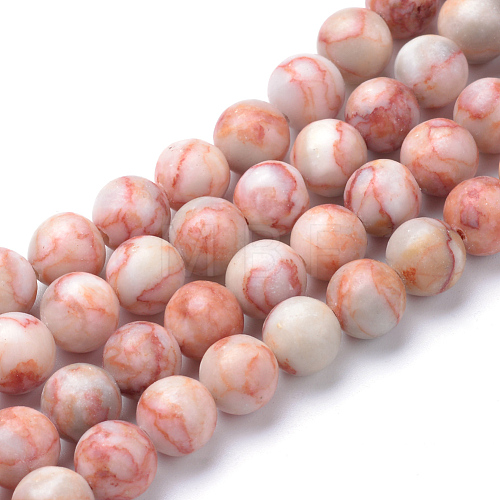 Natural Red Netstone Bead Strands X-G-R345-8mm-45-1