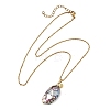 Ocean Natural Paua Shell Oval Pendant 304 Stainless Steel Cable Chain Necklaces for Women NJEW-JN06188-2