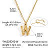 304 Stainless Steel Bamboo Initial Pendant Necklaces for Men Women WM4386-20-1