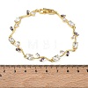 Brass Glass Flower Link Chain Bracelets KK-CBA7DFA-01G-05-5