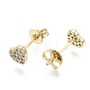 Brass Micro Pave Clear Cubic Zirconia Stud Earrings EJEW-T046-26G-NF-2