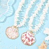 Summer Beach Electroplate Natural Sea Shell Pendant Shell Chip Beaded Necklaces for Women NJEW-JN06372-1