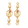 Brass Pave Cubic Zirconia Flower Links Connector Charms KK-D113-04G-02-1