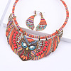 Owl Alloy Rhinestone & Polyester Cord Pendant Necklaces & Stud Dangle Earring Sets FS-WGE12EA-02-1