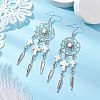 Cross Synthetic Turquoise Dangle Earrings EJEW-JE06330-02-1