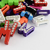 Mixed Color Zinc Alloy Grade A Rhinestone Letter Slide Charms ALRI-S130-W-1