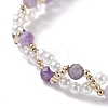 Natural Mixed Stone & Shell Pearl Beaded Bracelets Set BJEW-TA00041-5