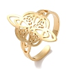 304 Stainless Steel Witch Knot Open Cuff Rings for Women AJEW-U005-01G-1