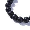 Natural Black Stone Round Beads Stretch Bracelets BJEW-JB04174-05-2