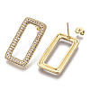 Brass Micro Pave Clear Cubic Zirconia Stud Earrings EJEW-T046-13G-NF-2