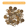4 Sets 12 Constellations Flat Round Alloy Pendants Decoration HJEW-FH0001-37-3