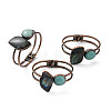 Natural Amazonite & Labradorite Hinged Bangles BJEW-A015-02R-1