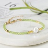 Handmade White Round Shell Pearl and Faceted Round Glass Beaded Bracelets for Women YN0122-6-3