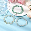 3Pcs 3 Styles Natural White Moonstone & Citrine & Green Aventurine Chips Stretch Bracelets Sets BJEW-JB11076-04-2