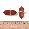 Natural Red Jasper Double Terminal Pointed Pendants G-N345-09C-3