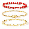 3Pcs Glass & Brass Round Beads Stretch Bracelets HD9470-9-1