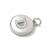 Brass Pave Natural Shell Flat Round with Letter Charms KK-Z115-13P-D-2