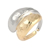 Teardrop Brass Open Cuff Rings for Women RJEW-S001-01GP-1