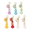 Glass & Alloy Enamel Butterfly Pendant Decorations HJEW-JM04817-1