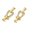 Brass Pave Clear Cubic Zirconia Fold Over Clasps KK-N259-18-3