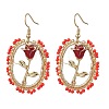 Valentine's Day Alloy Enamel Seed Glass Dangle Earrings EJEW-MZ00391-01-2