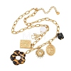 304 Stainless Steel & Resin & Imitation Pearl Multi-Pendant Bib Necklaces for Women SA-CBA717A-03G-01-2