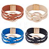 ANATTASOUL 4Pcs 4 Colors PU Leather Multi-strand Bracelets Set with Magnetic Clasps BJEW-AN0001-77-1