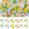 60Pcs 6 Styles Transparent Two Tone Spray Painted Glass Pendants PALLOY-YW00187-1