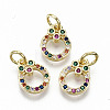 Brass Micro Pave Colorful Cubic Zirconia Charms ZIRC-S067-168-NF-1