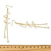 Shell Pearl Beads & Brass Cable Chains Dangle Earrings for Women EJEW-JE07326-5